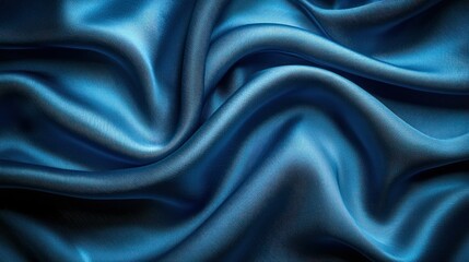 Fototapeta premium Blue silk fabric draped, textured background, design element