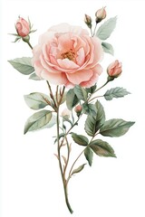 Obraz premium Elegant Watercolor Floral Arrangement – Hand-Painted Flowers & Greenery, Botanical Wedding Invitation Design, Soft Peach Blooms, Romantic Nature Illustration
