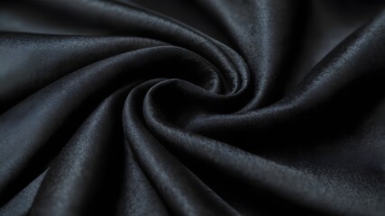 Abstract. Black silk satin texture background. Curtain, drapery. Beautiful soft folds on the fabric. Elegant luxury background.