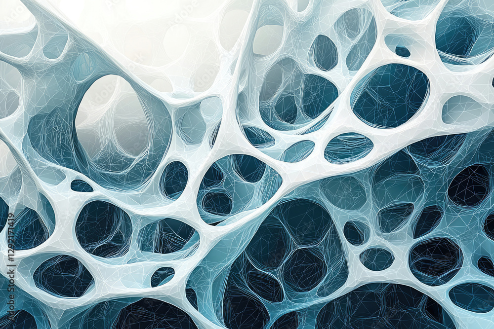 Leinwandbilder Abstract 3D rendering of a complex interconnected network resembling a cellular structure or neural network.