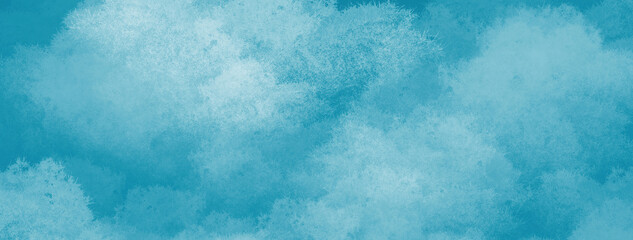 Abstract art background light blue and white colors. Watercolor painting on canvas with sky gradient.