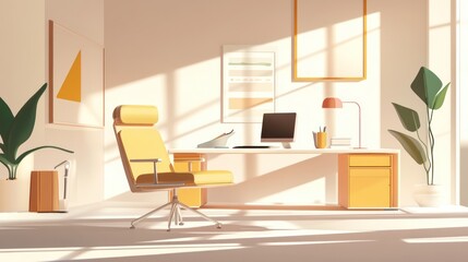 Sunny Minimalist Office Interior
