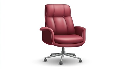 Red office chair, realistic 3D render, home office, furniture, commercial use