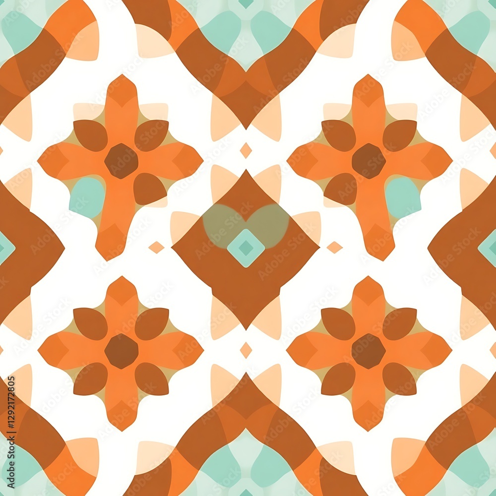 Poster geometric mosaic: an intricate seamless pattern of geometric shapes, with a repeating motif that evo
