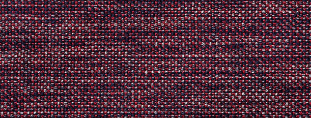 Texture dark purple background from woven textile material with wicker pattern, macro. Structure wine vintage fabric