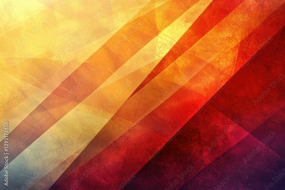 Poster Abstract background with diagonal lines and textured gradients in warm colors ranging from yellow to dark red.