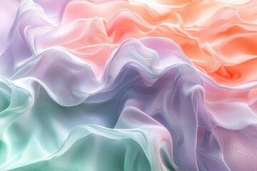Fototapeta premium Abstract pastel fabric with soft waves and flowing texture, creating a dreamy and ethereal mood.