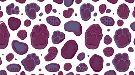 Paw Print Pattern: A seamless and vibrant pattern of assorted paw prints and shapes, creating a playful and inviting design. 