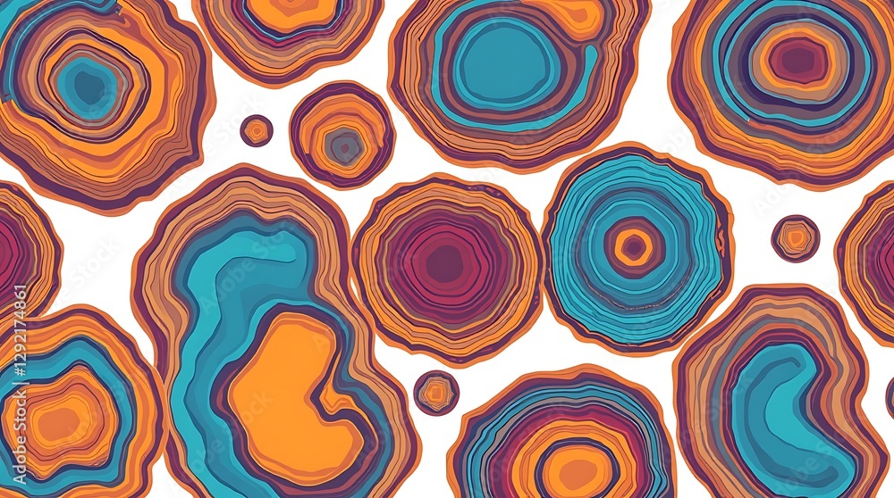 Poster colorful abstract pattern: a vibrant abstract pattern featuring a series of layered, circular shapes