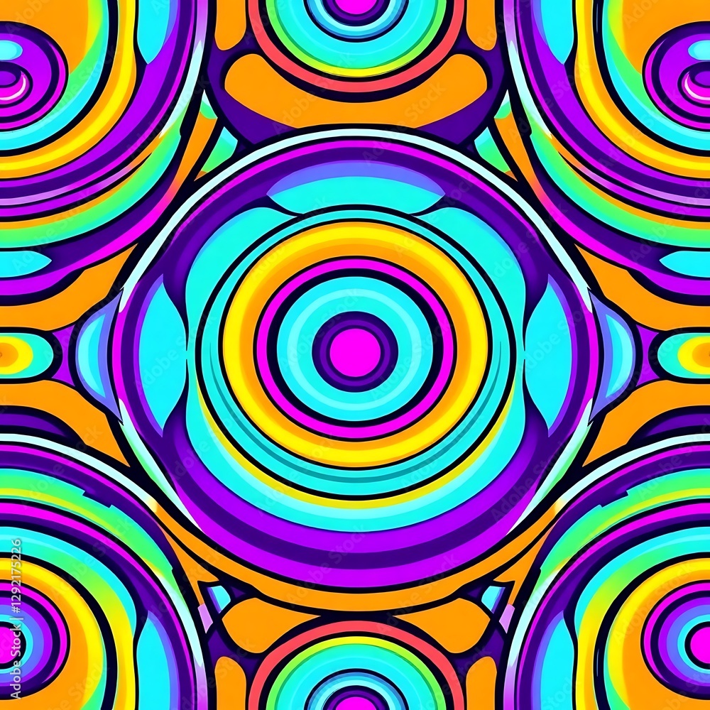 Poster psychedelic swirls: an abstract illustration of a psychedelic pattern with concentric circles and vi