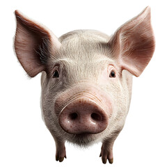 pig face shot isolated on transparent background cutout