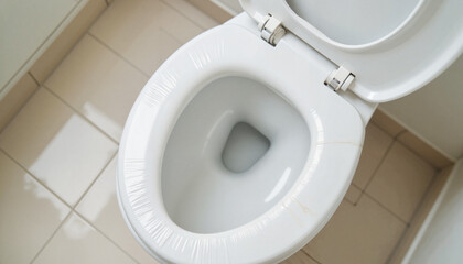 Clean white toilet in modern bathroom, sanitation and hygiene