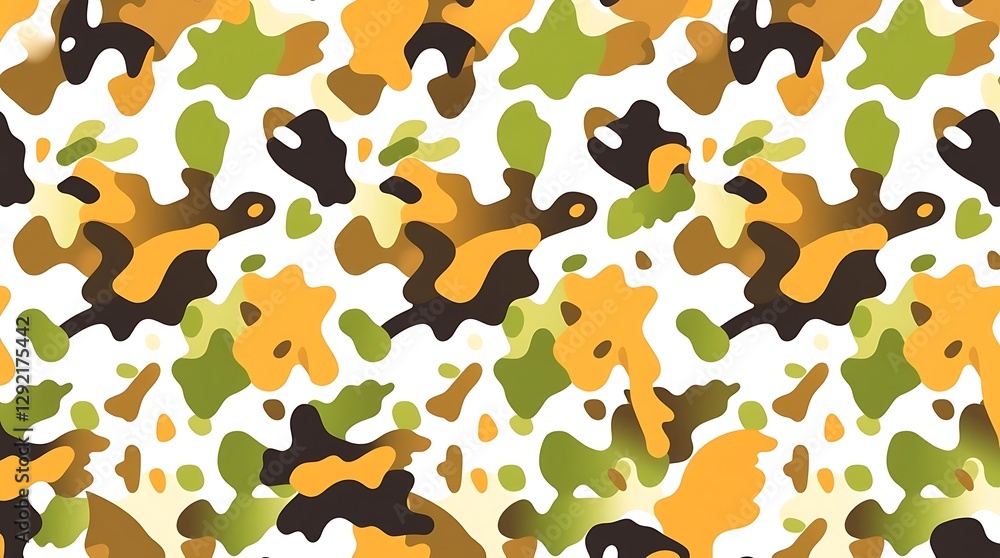 Poster camouflage pattern: a seamless pattern showcasing an abstract camouflage design in vibrant earth ton