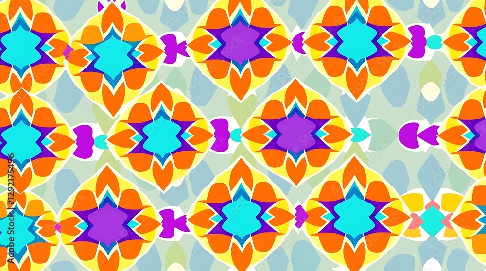 Poster geometric kaleidoscope pattern: a vibrant and intricate kaleidoscope pattern bursts with color and g
