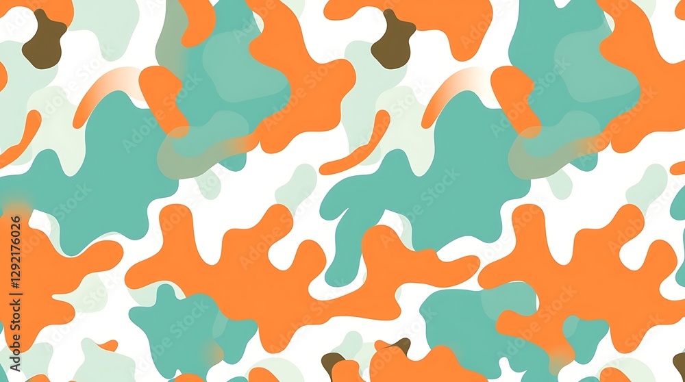 Poster camouflage abstract pattern: a modern camouflage pattern, featuring a seamless blend of abstract sha