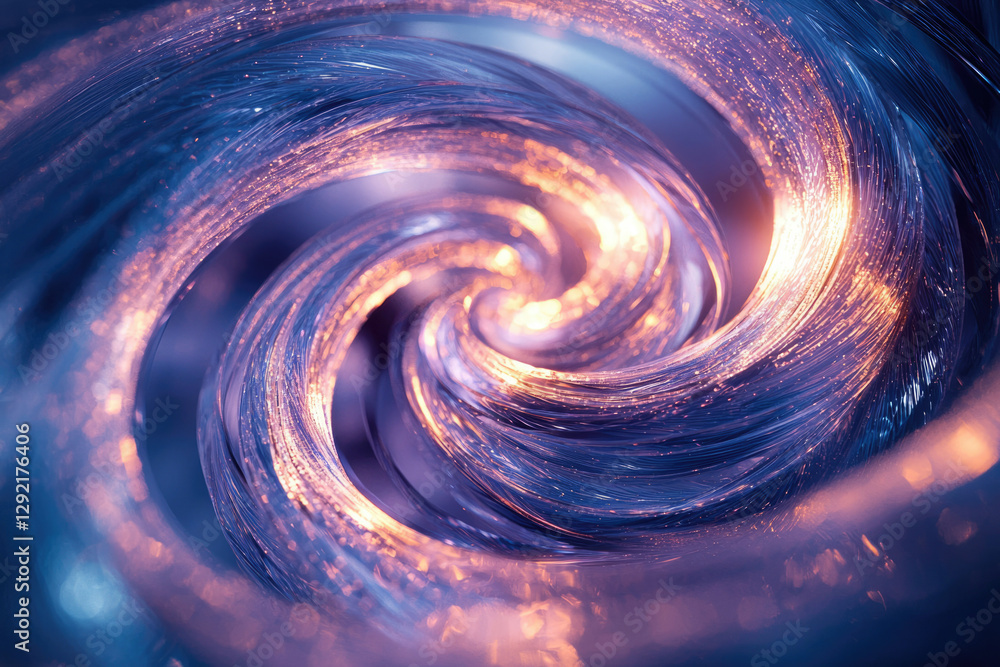Poster abstract swirling vortex of light and color, resembling cosmic energy or data streams.