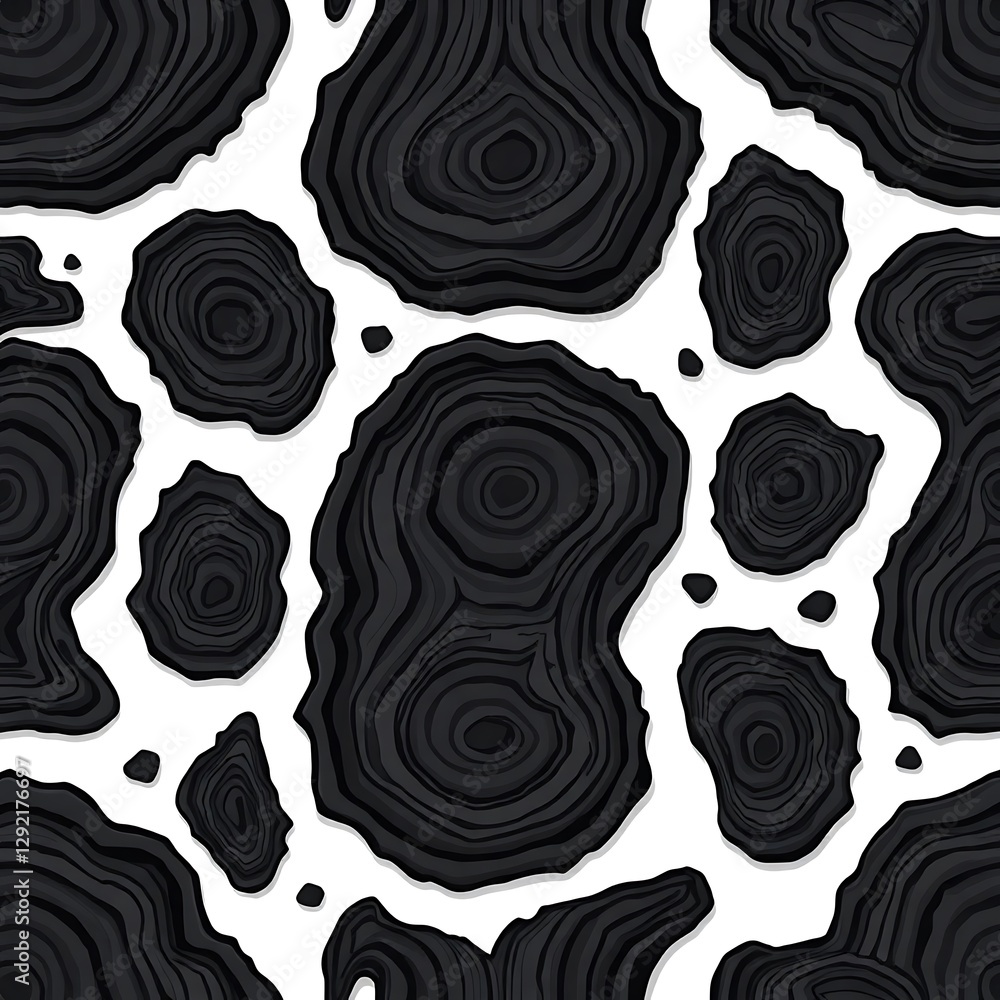 Poster abstract texture: a striking design featuring layered black abstract shapes, creating a sense of dep