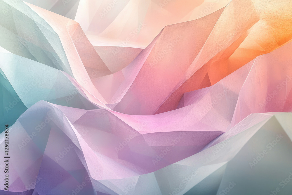 Poster abstract pastel fabric folds creating a dreamy, textured landscape of soft colors and gentle curves.