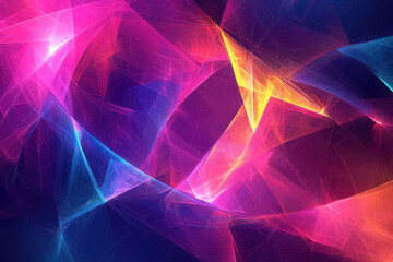 Naklejka premium Abstract fractal art with vibrant pink, blue, and yellow hues creating an intricate, ethereal design.