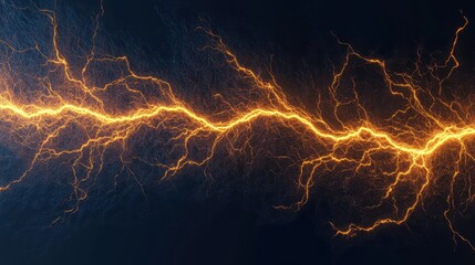 Dramatic Electrical Discharge Illustration with Golden Lightning Effect