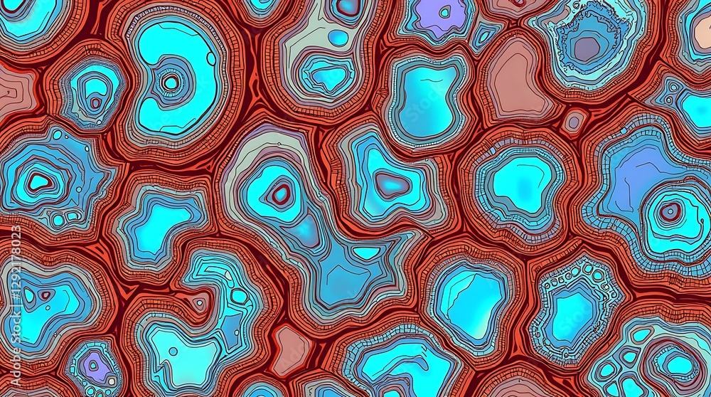 Poster abstract cell pattern: a close-up of a captivating abstract cell pattern with a dynamic interplay of