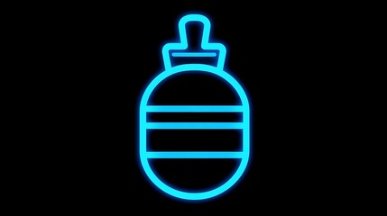 Obraz premium Neon blue bottle, dark background, graphic design