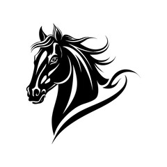 Horse Head  silhouette With A White Background