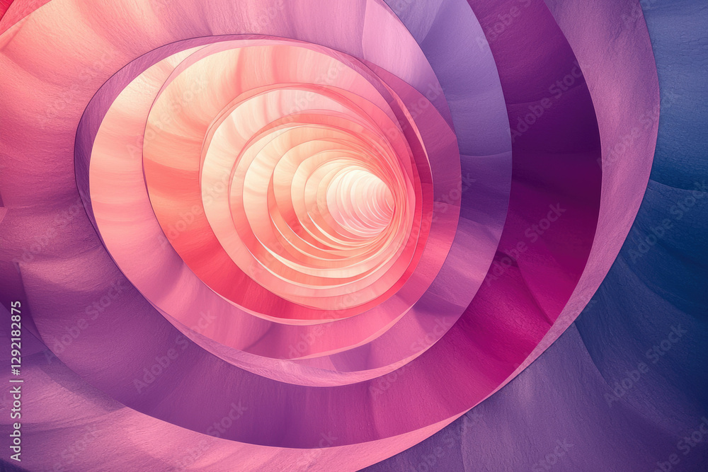Poster Abstract swirling tunnel of pink and purple hues, creating a mesmerizing depth and vibrant color gradient.