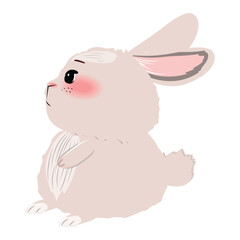 Adorable rabbit gazing to the left, cute and fluffy, perfect for Easter cards and designs