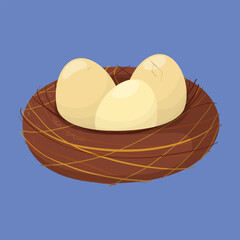 Bird Nest vector illustration. eggs in bird nest icon vector. bird nest illustration
