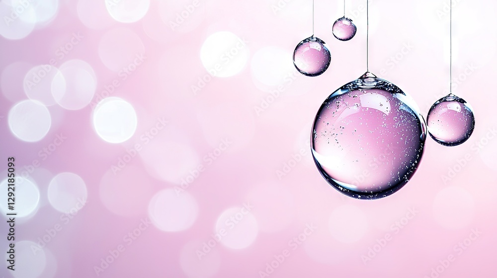 Poster a cluster of bubbles suspended on a pink backdrop with a hazy light ambiance in the rear