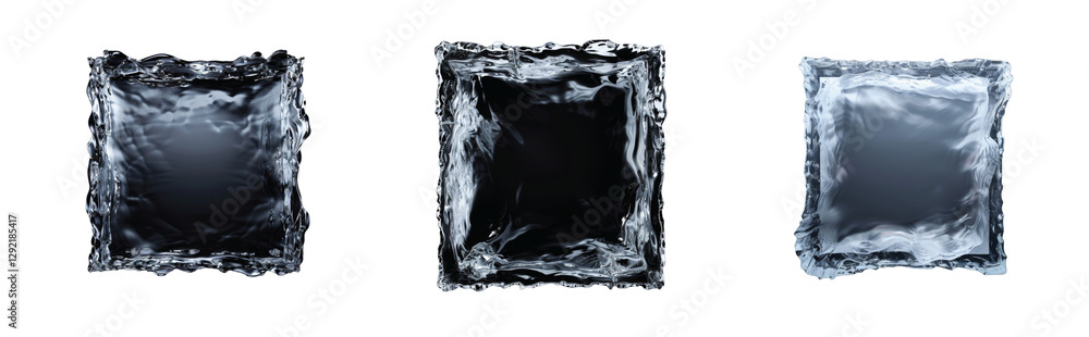 Aufkleber abstract shiny metallic rectangles with an intricate liquid and fluid design