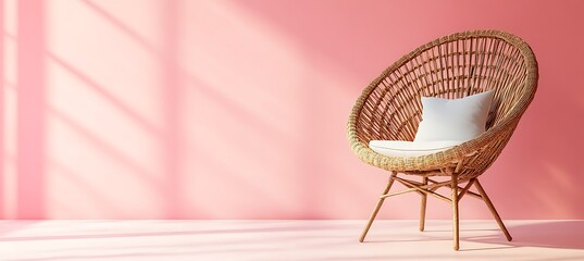 Elegant Patio Chair Banner on Soft Pink Background – Minimalist Outdoor Furniture Advertisement Design