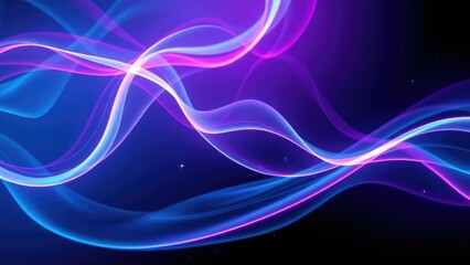 Naklejka premium Vibrant swirling waves of color create a mesmerizing display in a digital artwork showcasing fluid motion and light. Generative AI