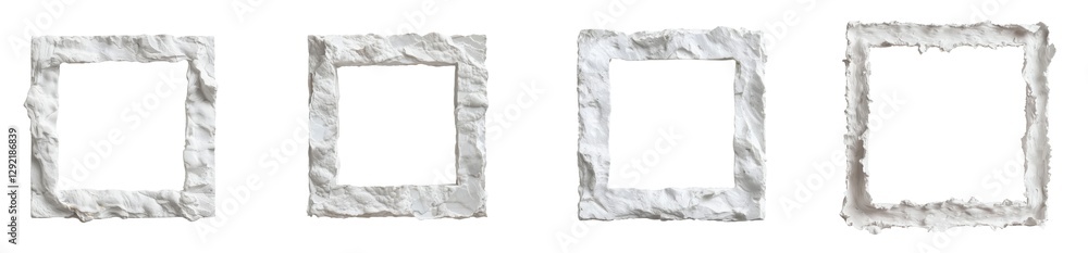 Poster four textured torn paper frames in various shapes and styles capturing rustic aesthetic