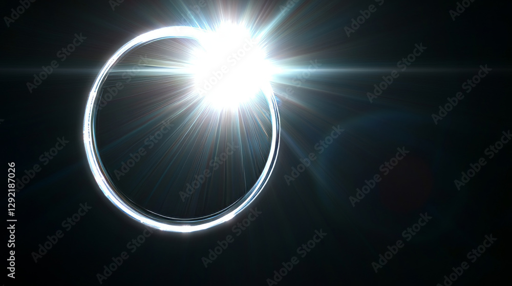 Poster white neon glowing circle. realistic vector illustration of light lens flare effect of circular shap