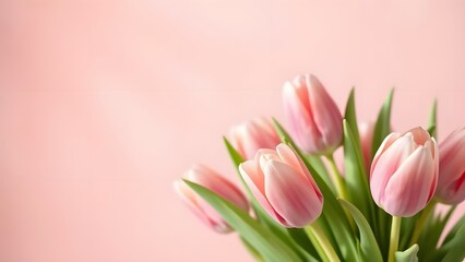 Naklejka premium Soft Light Tulip Bouquet Against Pink and Peach Gradient