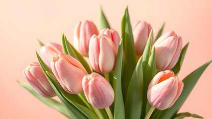 Fresh Tulip Bouquet in Soft Daylight Vintage Film Aesthetic