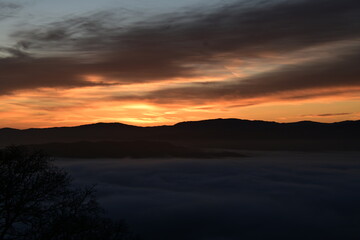 beautiful and colorful sunrise in the springtime