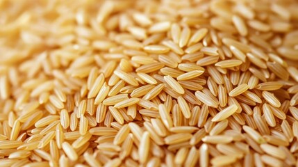 Close-up of brown rice grains, healthy food