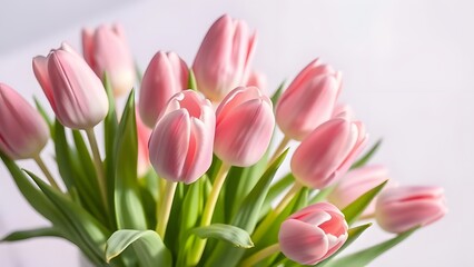 Soft Daylight Blooms Fresh Tulip Bouquet on Lavender Canvas