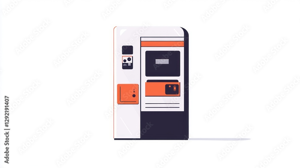 Aufkleber automated kiosk dispensing items; simple background, website design