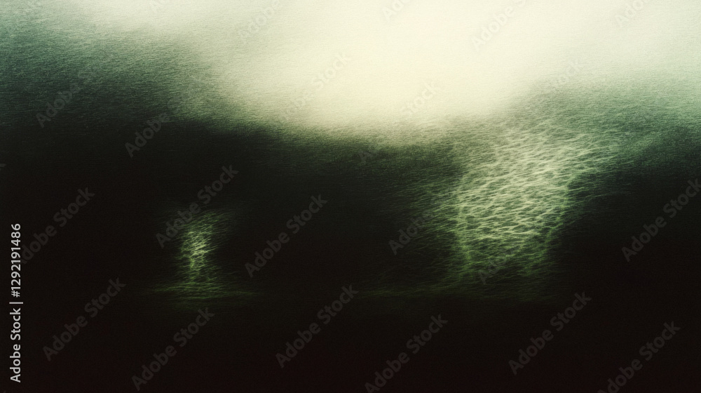 Poster mysterious abstract green landscape with ethereal light and textured patterns