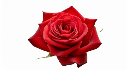 one red rose flower bud of isolated cutout object on white background