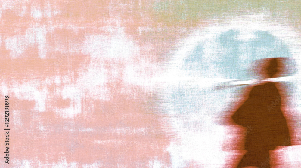 Poster abstract silhouette against distorted colorful gradient with textured background