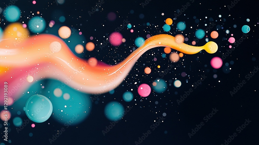 Poster brighten up your space with our colorful abstract background featuring bubbles and confetti against 