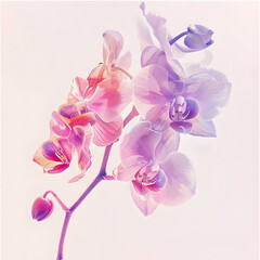Fototapeta premium Orchid Chinese Flowers Ink Paint 