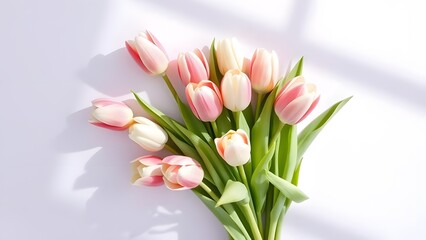Soft Lavender Background with Fresh Tulip Bouquet Minimalist Elegance