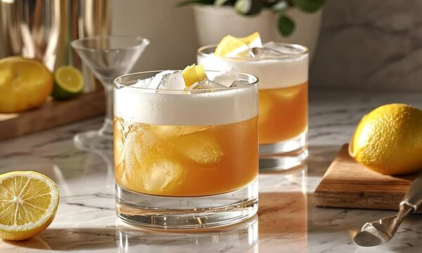 grappa sour with italian grappa, lemon juice video