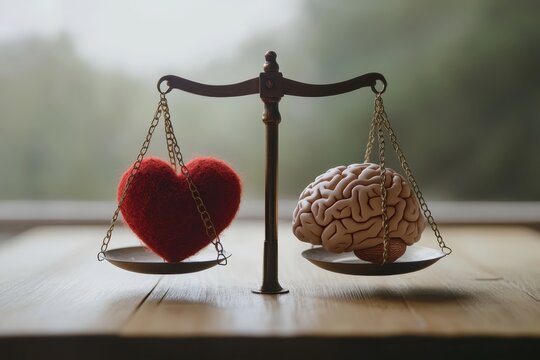 Balancing emotions and logic: heart and brain on a scale